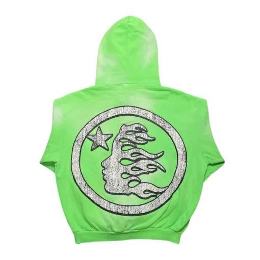 Graffiti Zip Up Hooded Sweatshirt Green 4