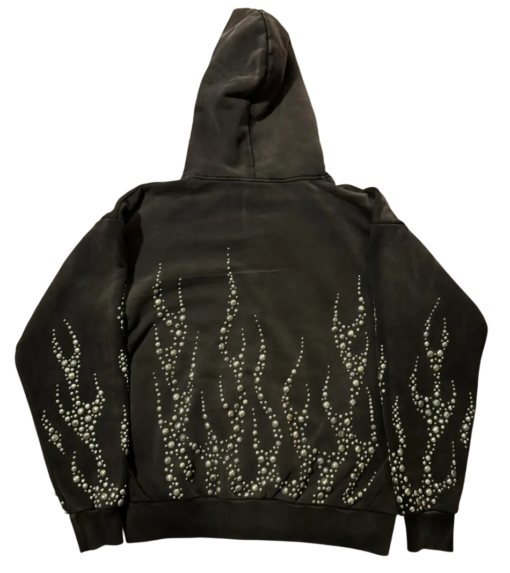 Hellstar Hoodie Grey Flame Studded