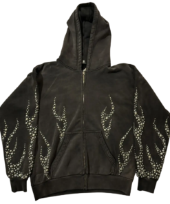 Hellstar Hoodie Grey Flame Studded